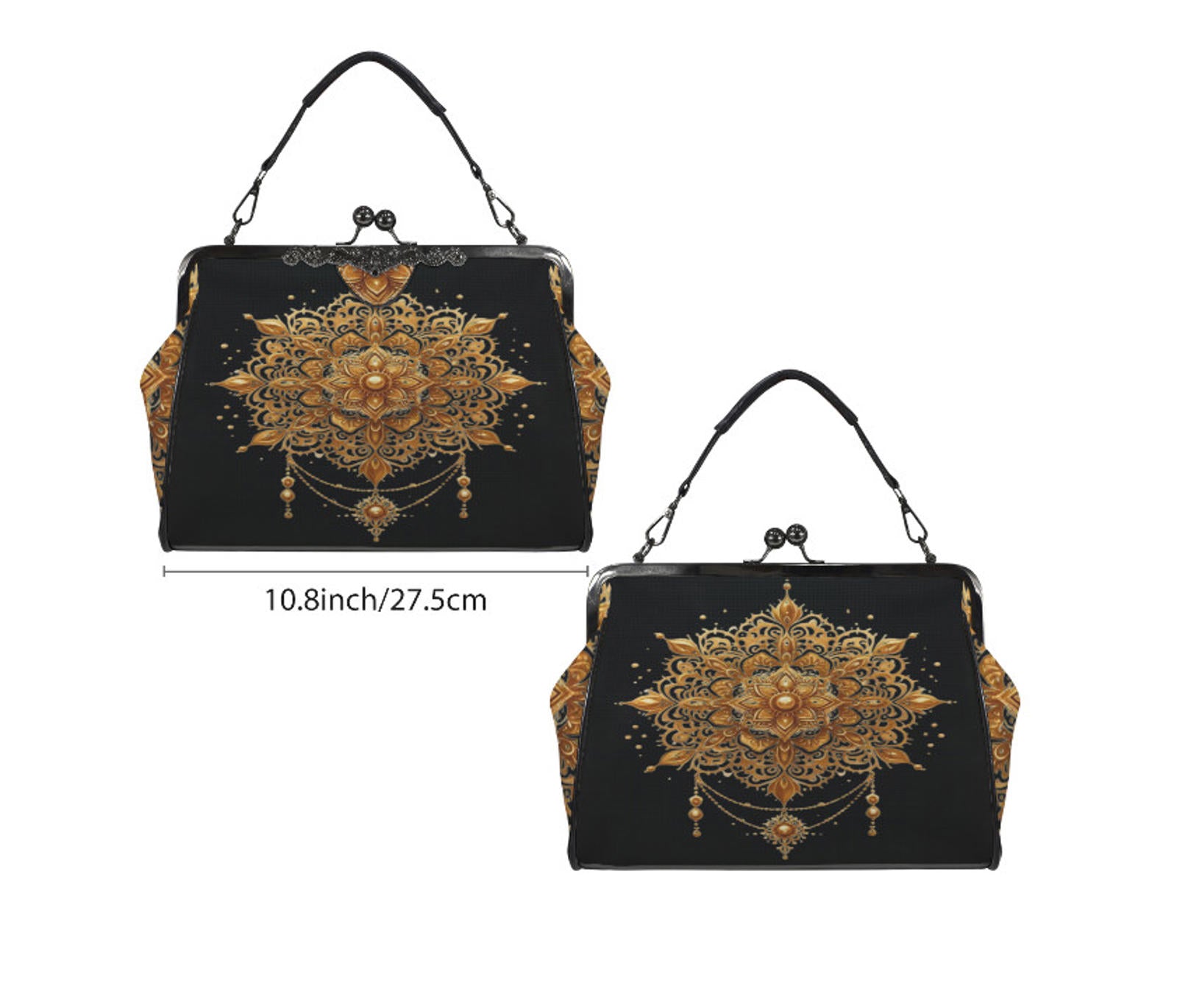 Gold Medallion Ornament Shoulder Cross Body Bag Satchel Holiday Gift Kisslock