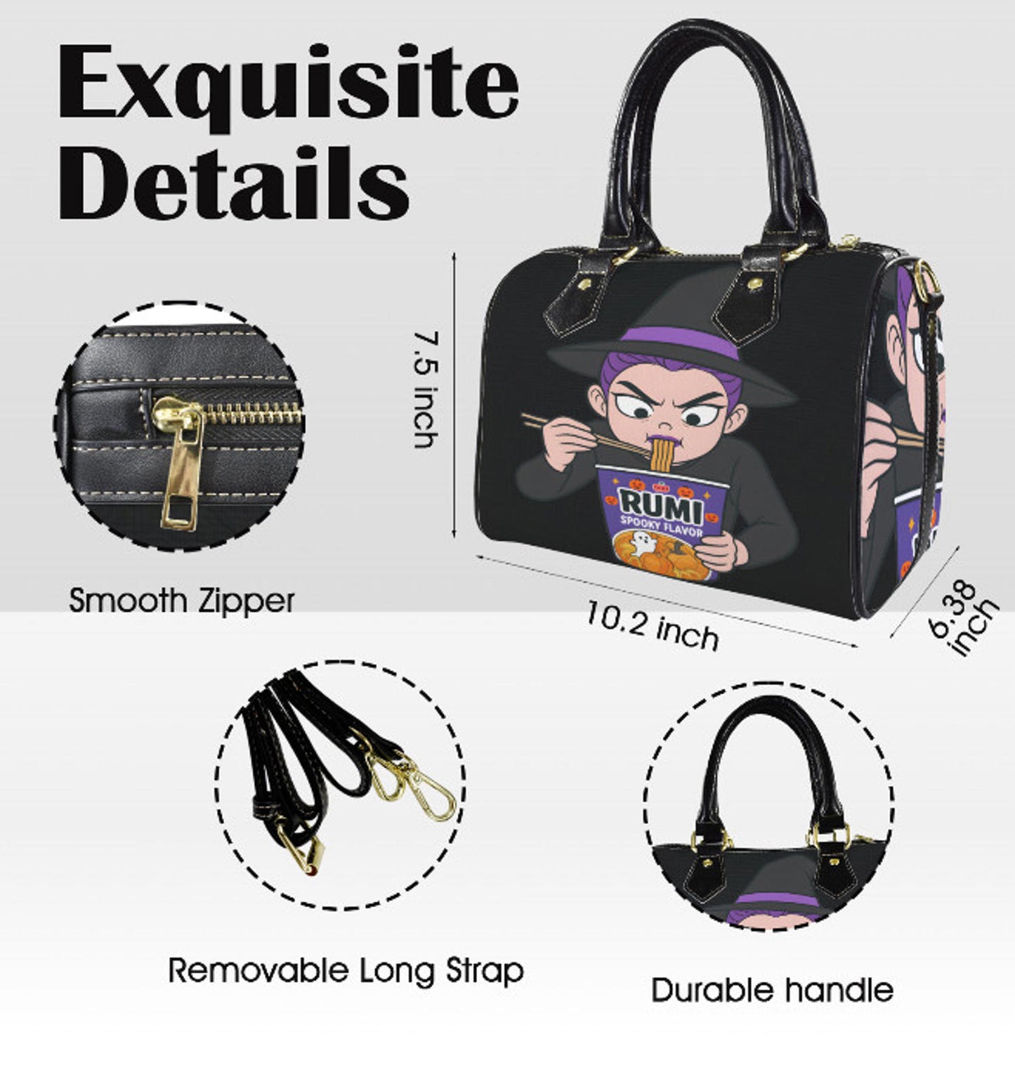 Kpop Demon Hunters Rumi  Anime Halloween Ramen   Shoulder Cross Body Bag Satchel Kisslock