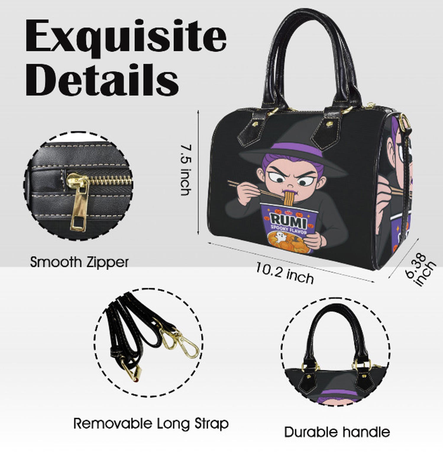 Kpop Demon Hunters Rumi  Anime Halloween Ramen   Shoulder Cross Body Bag Satchel Kisslock