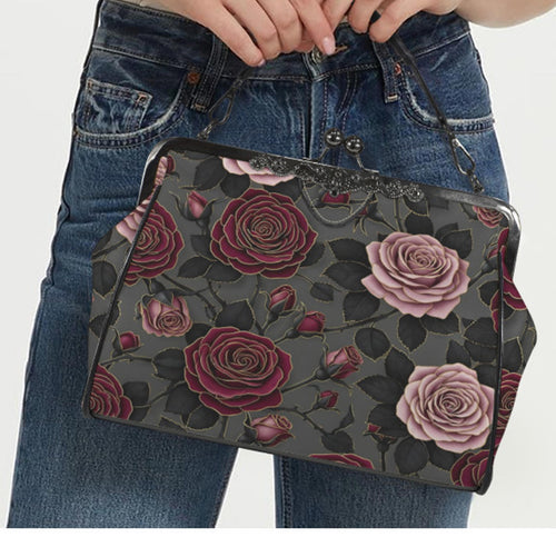 Victorian Valentine Gothic Purple Lavender  Shoulder Cross Body Hand Bag Satchel Kisslock