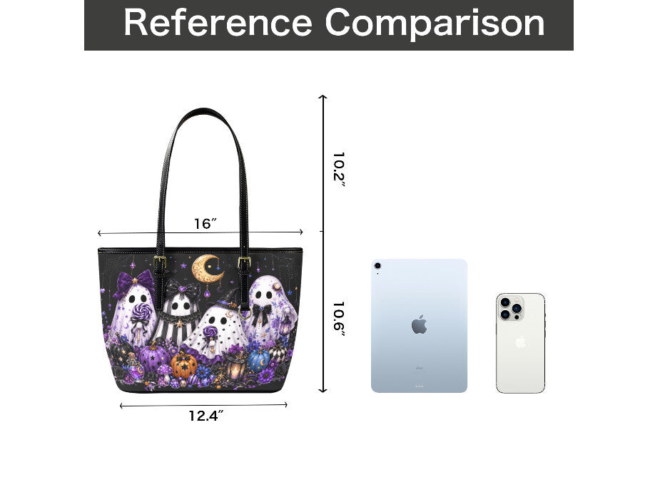 Custom Tote Hand Shoulder Bag 12 X 15 Fall Halloween Gothic Purple Ghost Group Terrifictrend
