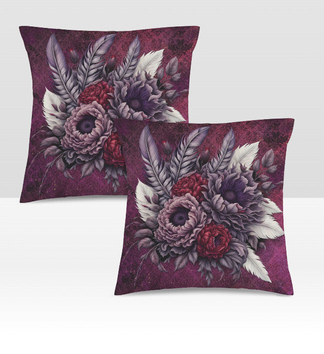 Gothic Damask Purple Bouquet Throw Pillow Cover Halloween Home Decor  18x18 Unbranded