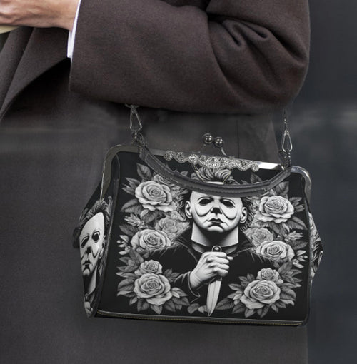 Horror Movie Halloween Floral Michael Myers Shoulder Cross Body Bag Satchel NEW Kisslock