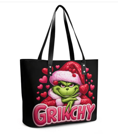 Tote Hand Shoulder Bag 12 X 15 The Grinch Pink Grinchy Heart Valentine's Day NEW Terrifictrend