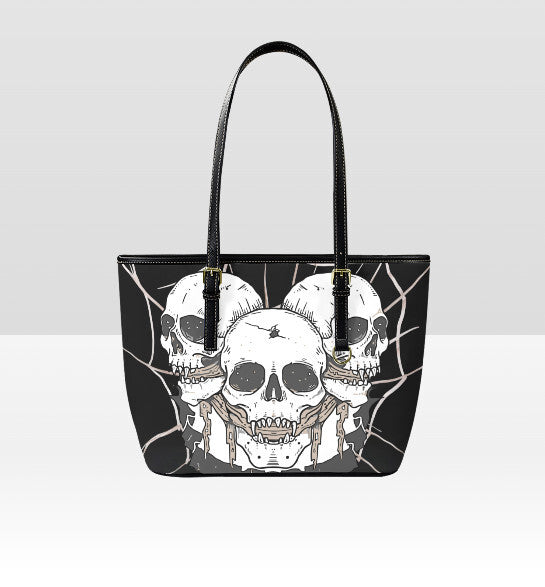 Custom Tote Hand Shoulder Bag 12 X 15 Halloween Gothic Gagged Skull Web Creepy Terrifictrend