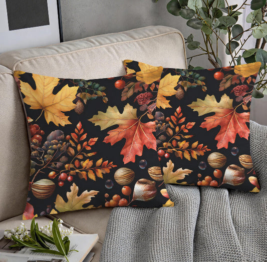 Colorful Red Brown Leaves Acorns Twig Cozy Throw Pillow Cover  Home Decor  18x18 Unbranded