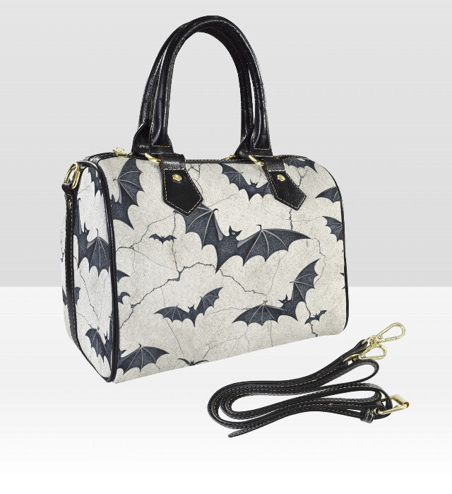 Gray Black Flying Bats Fun Halloween Holiday SATCHEL or Cross Body Bag 10" x 8" Unbranded