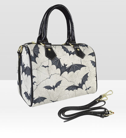 Gray Black Flying Bats Fun Halloween Holiday SATCHEL or Cross Body Bag 10" x 8" Unbranded