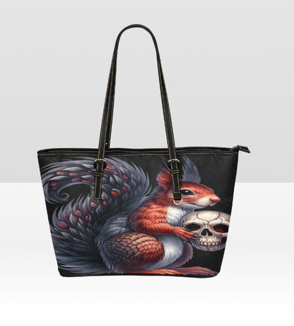 Custom Tote Hand Shoulder Bag 12 X 15 Gothic Squirrel with Skull Acorn Halloween Terrifictrend