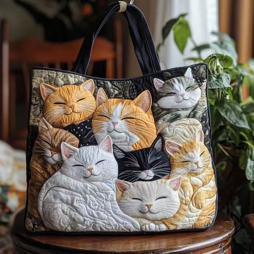 Creative, High-Capacity Tote Bag With Digital Print And Quilted Embroidery Cj