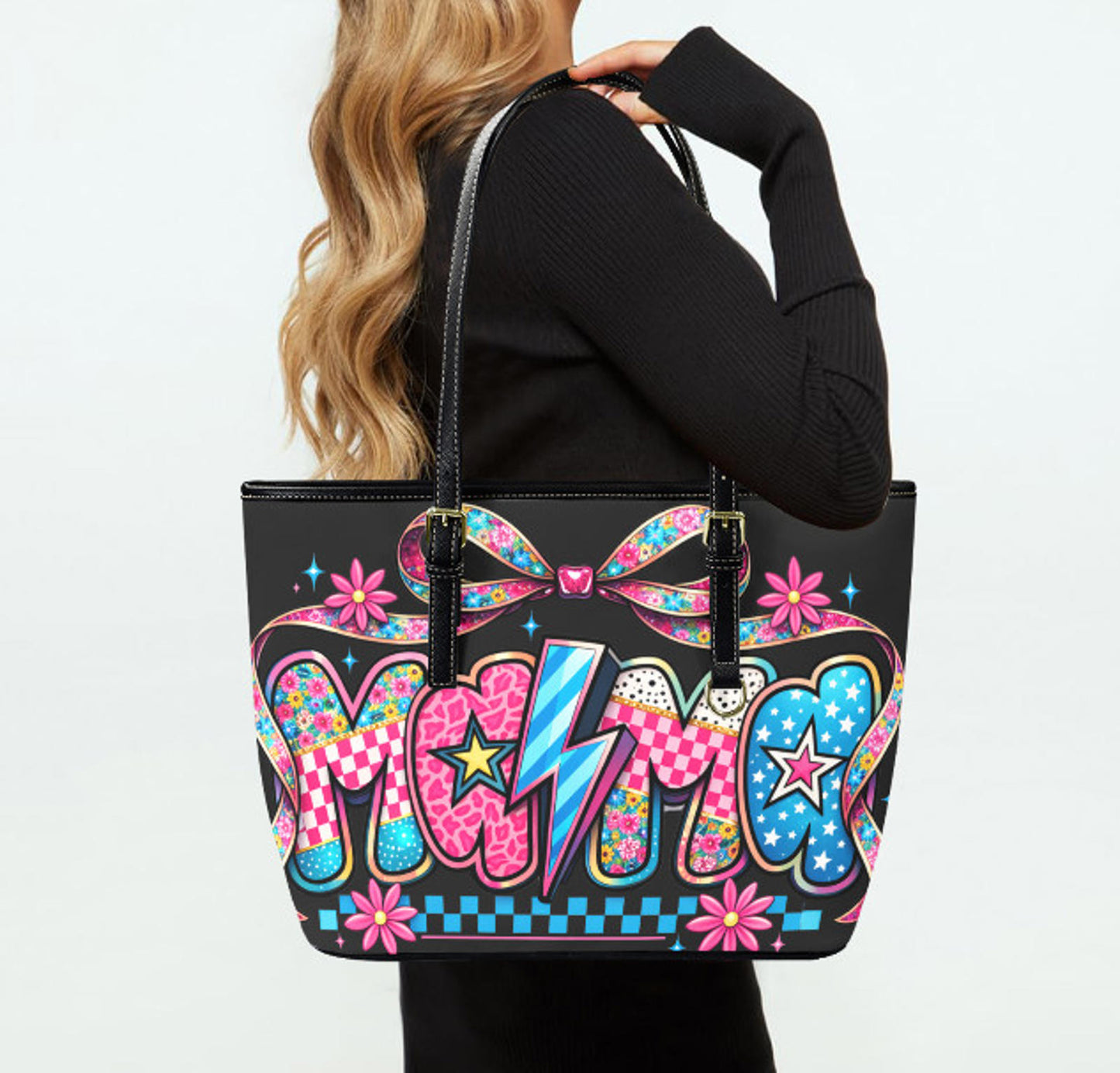 Custom Tote Hand Shoulder Bag 12 X 15 Bright Colors Mother's Day Pop Art Retro Terrifictrend