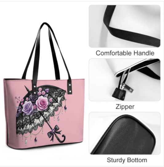 Custom Tote Hand Shoulder Bag 12 X 15 Victorian Spring Umbrella Mother's Day Art Terrifictrend