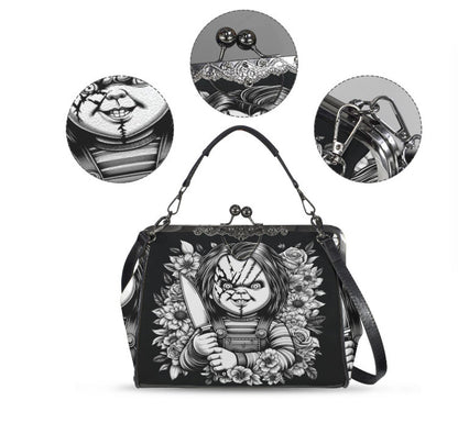Horror Scarred Chucky Halloween Floral Shoulder Cross Body Bag Satchel NEW Kisslock