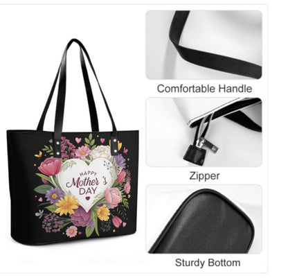 Custom Tote Hand Shoulder Bag 12 X 15 Spring Happy Mothers Day Flowers Mom Heart Terrifictrend