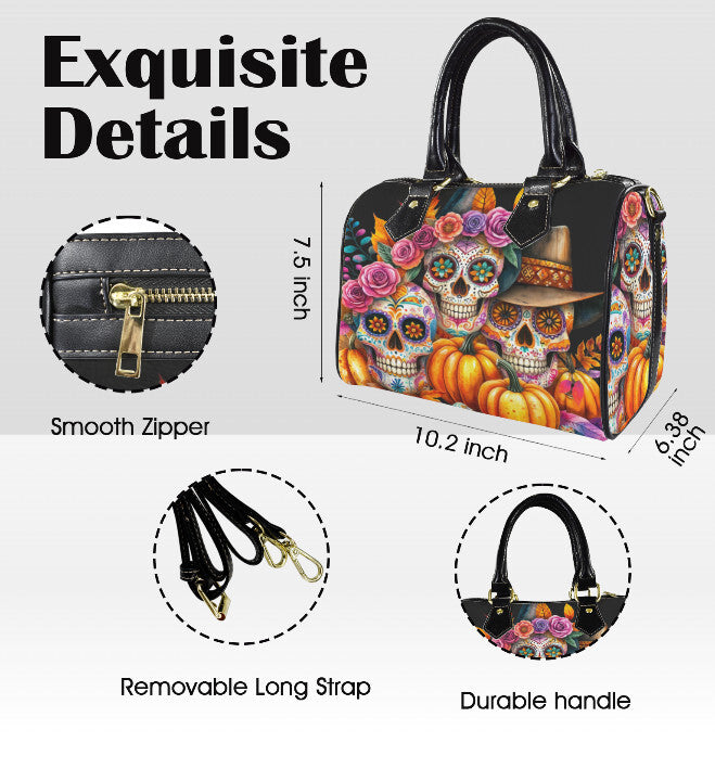 Sugar Skull Day of the Dead Halloween Fun SATCHEL or Cross Body Bag 10" x 8" Unbranded