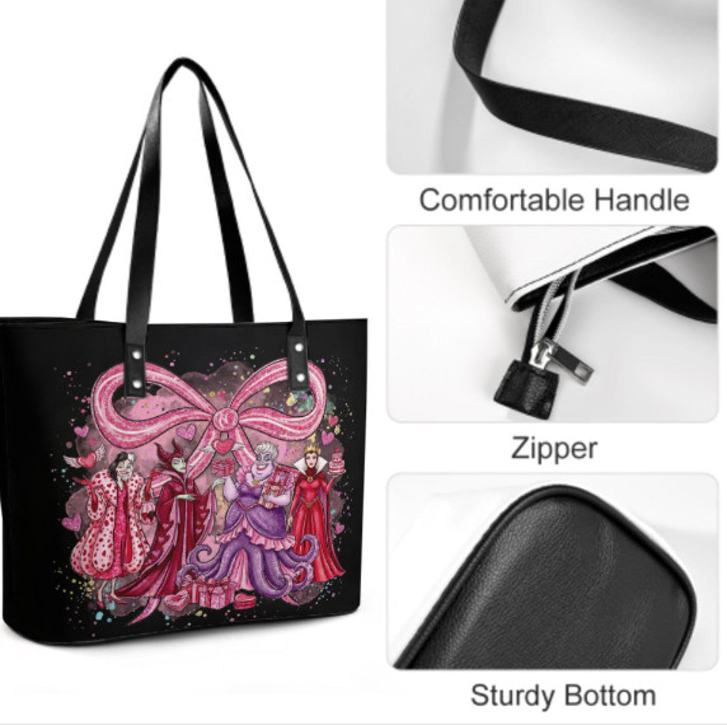 Tote Hand Shoulder Bag 12 X 15 Disney Evil Villain Queen Valentine's Day NEW Terrifictrend