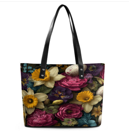 Custom Tote Hand Shoulder Bag 12 X 15 Spring Eggs Flowers Easter Mother's Day Terrifictrend
