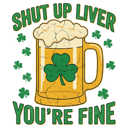 St. Patrick's Day Beer Funny Shut Up Liver Print Shoulder Tote Bag 15" X 15" TerrificTrend