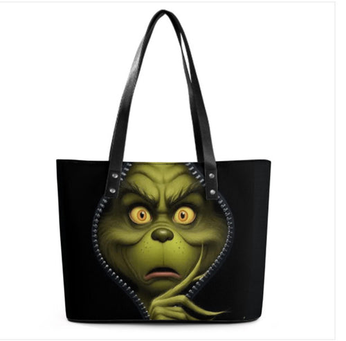 Custom Tote Hand Shoulder Bag 12 X 15  Grinch Peeking Christmas Holiday Gift Terrifictrend