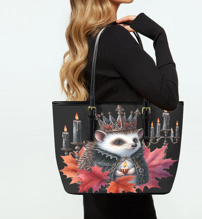 Custom Tote Hand Shoulder Bag 12 X 15 Fall Halloween Gothic Hedgehog  Leaves Terrifictrend