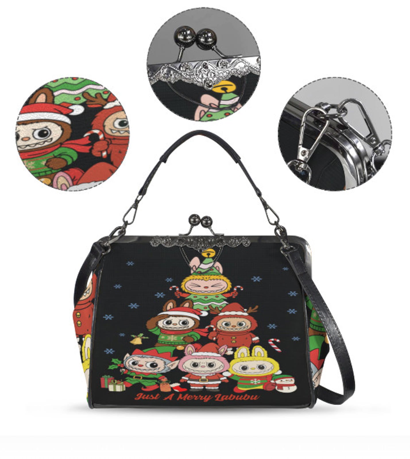 LaBubu La Bubu Monster Tree  Christmas Holiday  Shoulder Cross Body Bag Satchel Kisslock