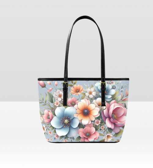Custom Tote Hand Shoulder Bag 12 X 15 Spring Pink Blue Peach Flowers Gift Idea Terrifictrend