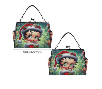 Betty Boop Christmas Outfit Cute Shoulder Cross Body Bag Satchel Holiday Gift Kisslock