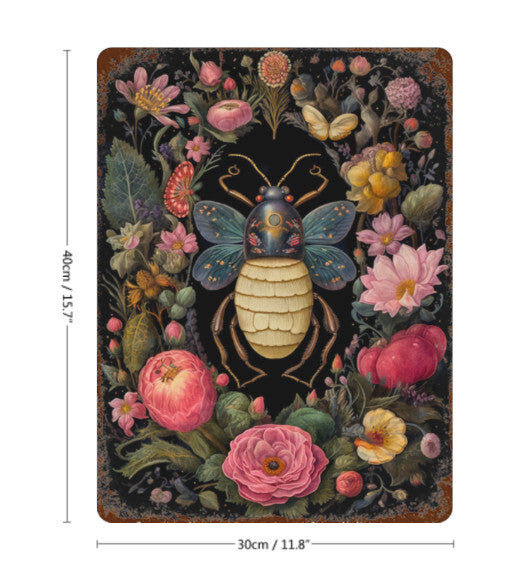 Rustic Gothic Botanical Animals BEETLE Metal Sign Victorian Wall Decor 8x12 Unbranded