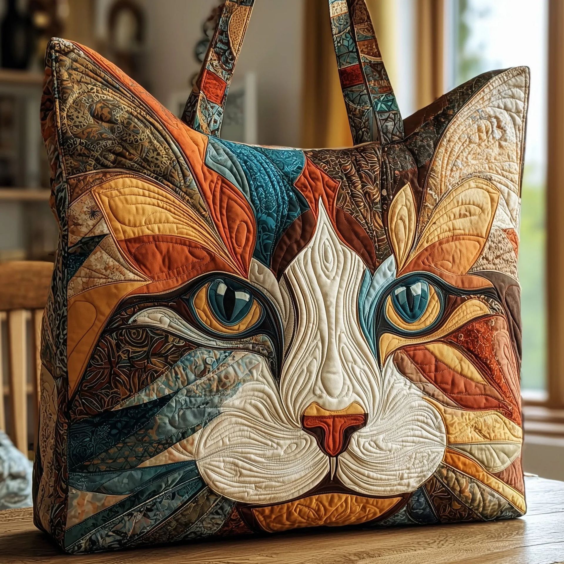 Creative, High-Capacity Tote Bag With Digital Print And Quilted Embroidery Cj