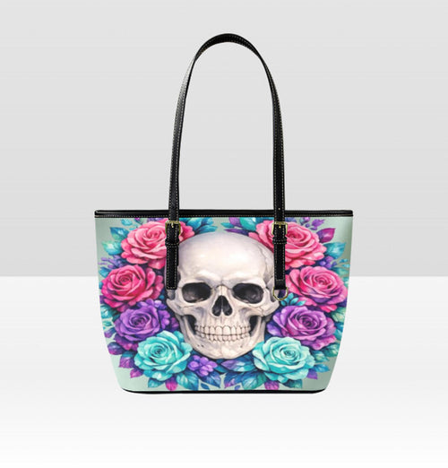 Custom Tote Hand Shoulder Bag 12 X 15 Happy Mothers Day Gothic Skull Flowers Terrifictrend