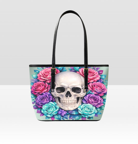 Custom Tote Hand Shoulder Bag 12 X 15 Happy Mothers Day Gothic Skull Flowers Terrifictrend