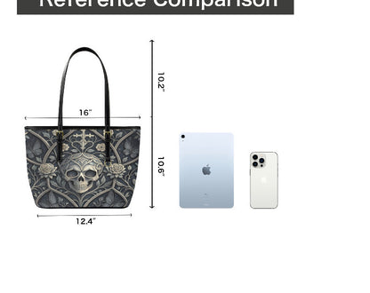 Custom Tote Hand Shoulder Bag 12 X 15 Gothic Victorian Skull Roses Damask Terrifictrend