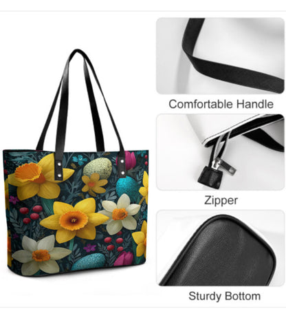 Custom Tote Hand Shoulder Bag 12 X 15 Spring Eggs Flowers Easter Mother's Day Terrifictrend