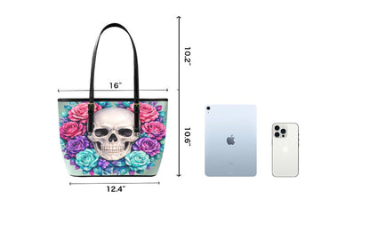 Custom Tote Hand Shoulder Bag 12 X 15 Happy Mothers Day Gothic Skull Flowers Terrifictrend