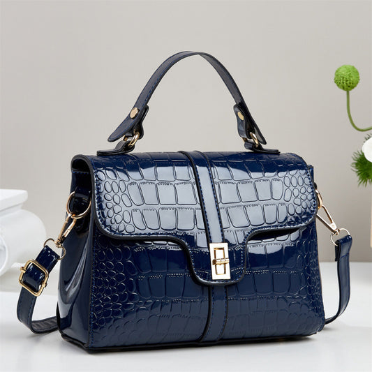 Sleek Stone-patterned Patent Leather Crossbody Bag That Pairs Effortlessly With Any Outfit Cj