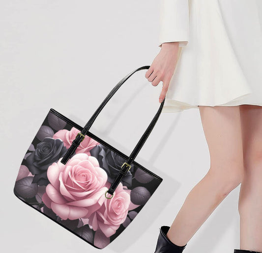 Custom Tote Hand Shoulder Bag 12 X 15 Gothic Victorian Pink Black Roses Medium Terrifictrend