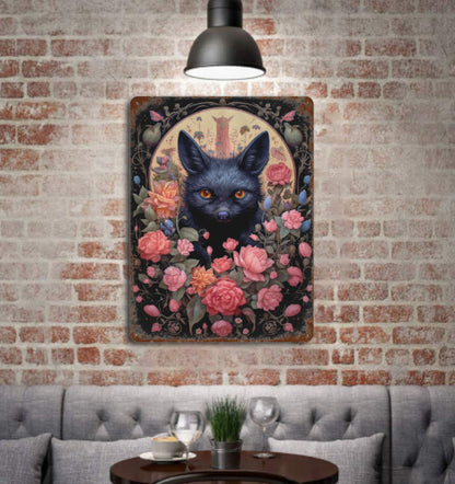 Rustic Gothic Botanical Animals BAT Metal Sign Halloween Wall Decor 8x12 Unbranded