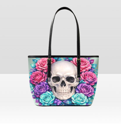 Custom Tote Hand Shoulder Bag 12 X 15 Happy Mothers Day Gothic Skull Flowers Terrifictrend