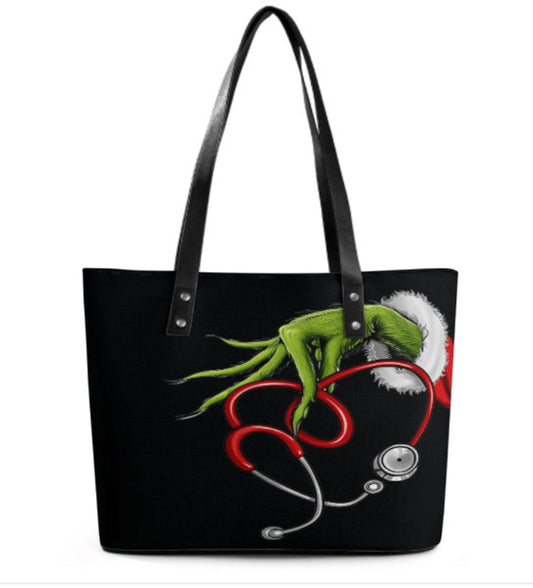 Custom Tote Hand Shoulder Bag 12 X 15  Grinch Doctor Nurse Stethescope Gift  NEW Terrifictrend