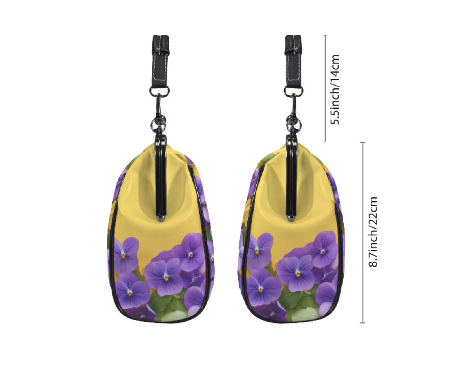 Yellow Floral Purple Flowers Spring Mother's Day Shoulder Cross Body Bag Satchel Kisslock