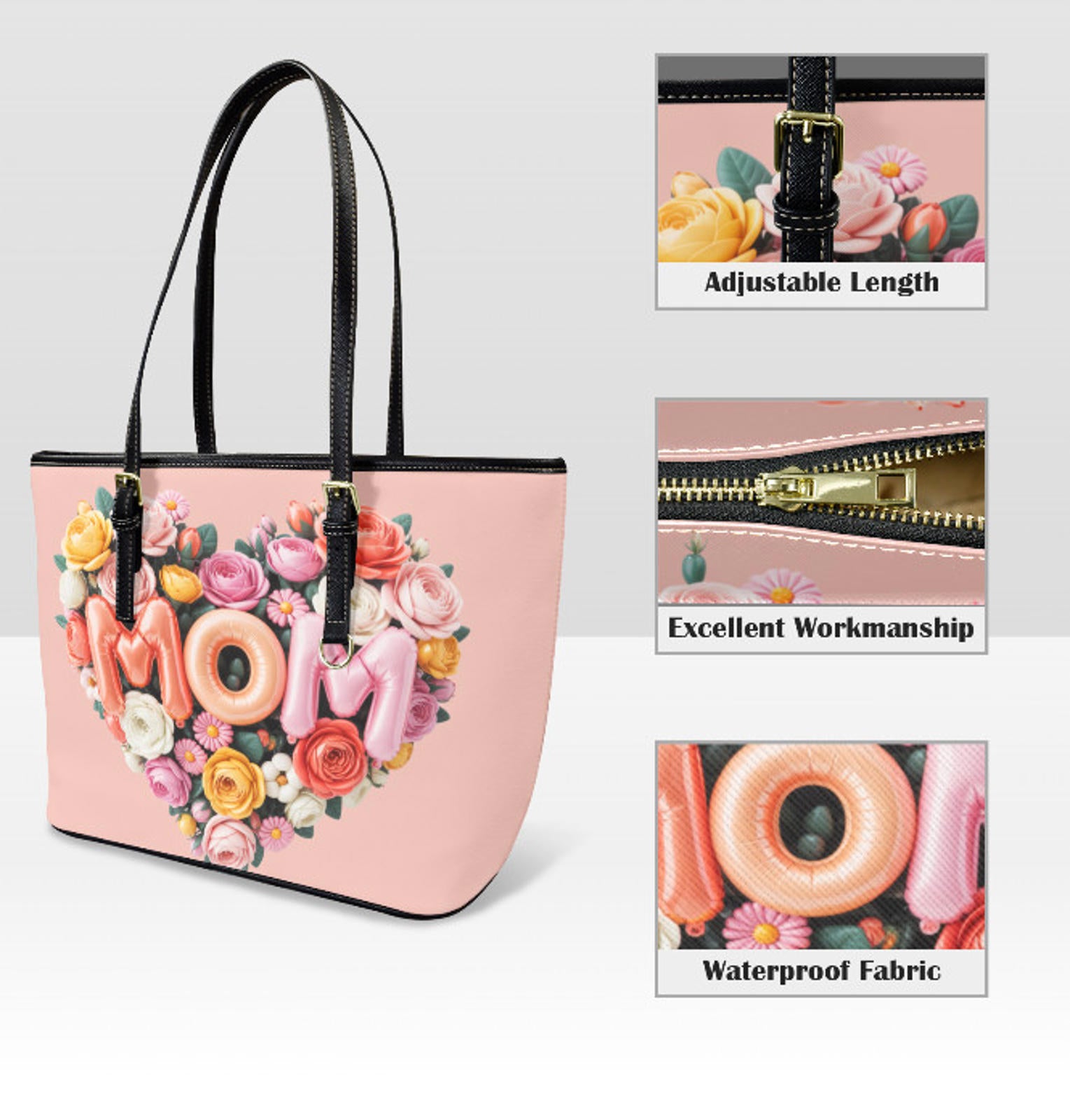 Custom Tote Hand Shoulder Bag 12 X 15 Spring Happy Mothers Day Flowers Mom NEW Terrifictrend