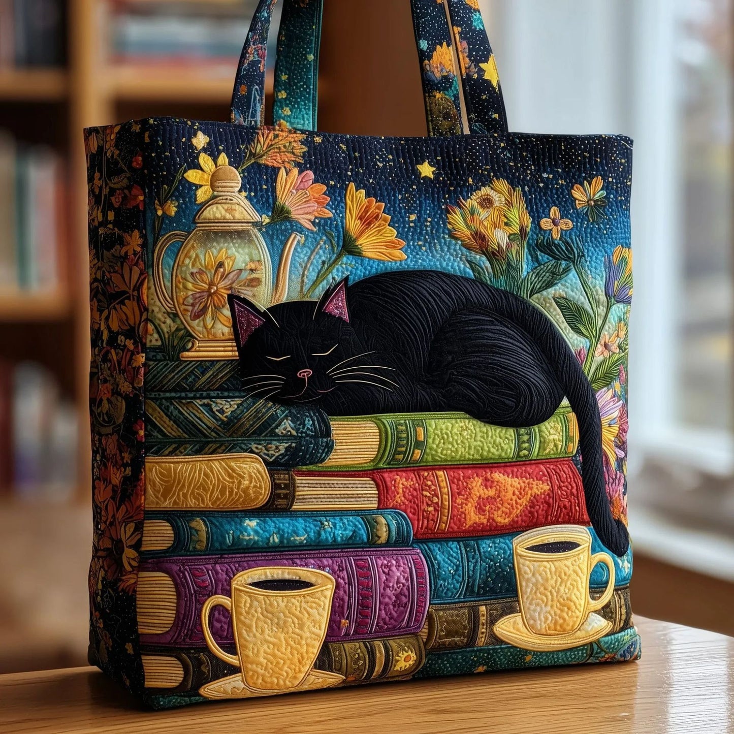 Creative, High-Capacity Tote Bag With Digital Print And Quilted Embroidery Cj