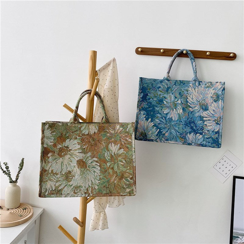 Large capacity womens shopping bag in floral designs, perfect for stylish everyday use.