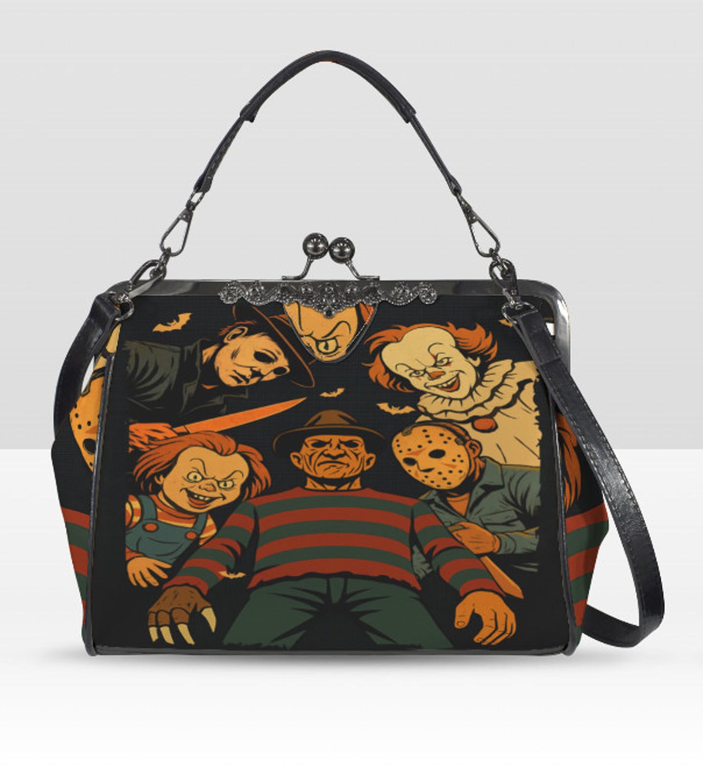 Horror Movie Characters It Chucky Freddy Shoulder Cross Body Bag Satchel NEW Kisslock