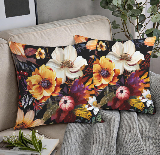 Colorful Fall Floral Flower Print Twig Cozy Throw Pillow Cover  Home Decor 18x18 Unbranded