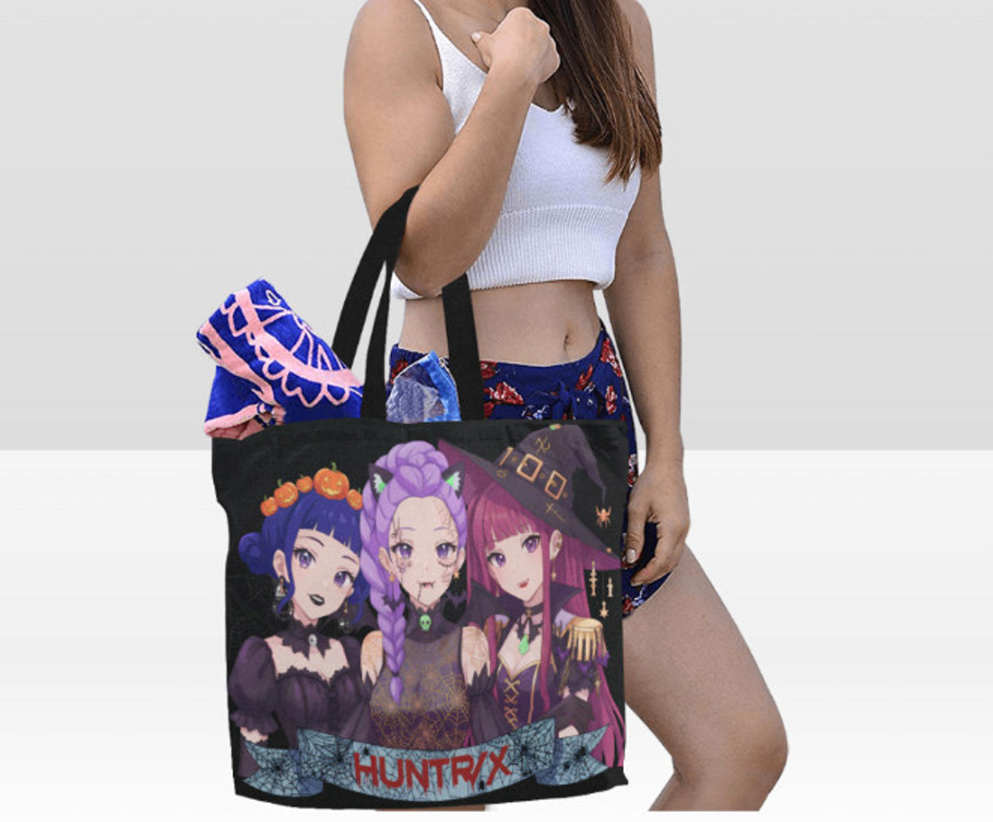 KPop Demon Hunters Huntrix Saja Girls Anime Large Halloween Tote Bag 18"x15" TerrificTrend