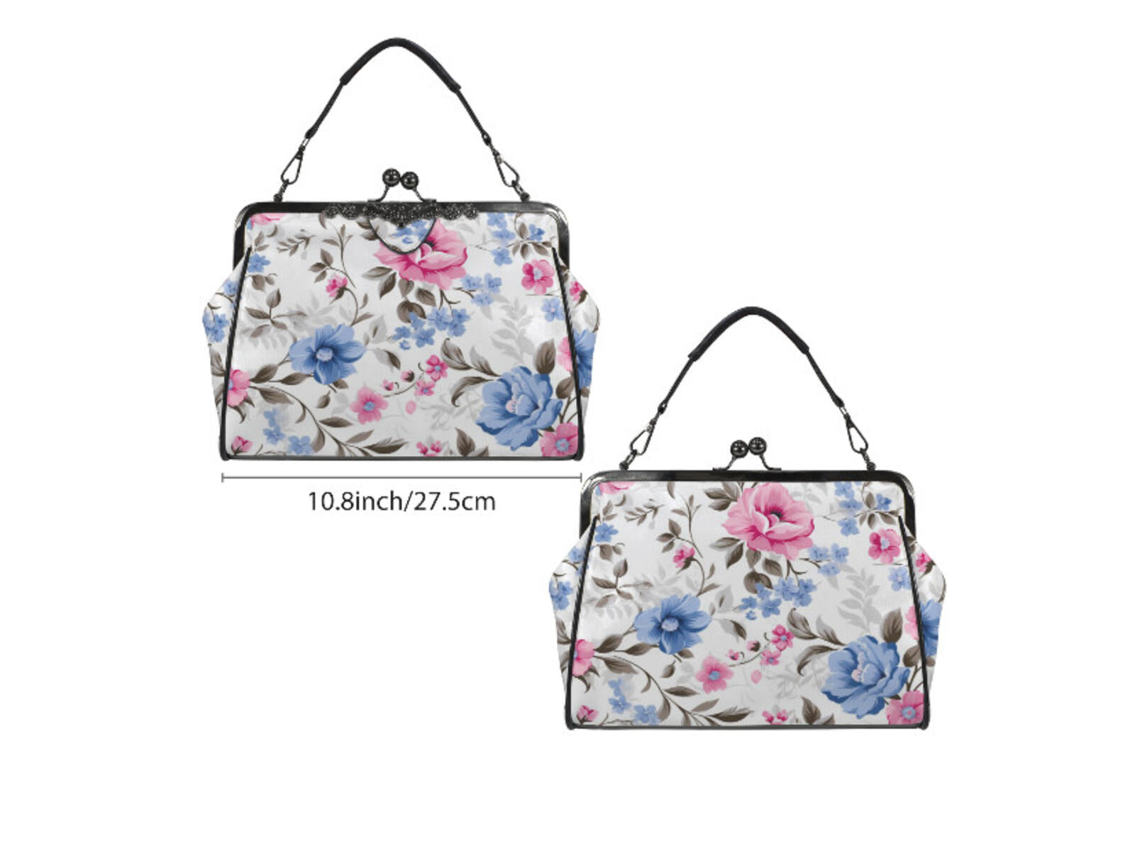 Flowers White Blue Pink Spring Summer Art Shoulder Cross Body Bag Satchel NEW Kisslock