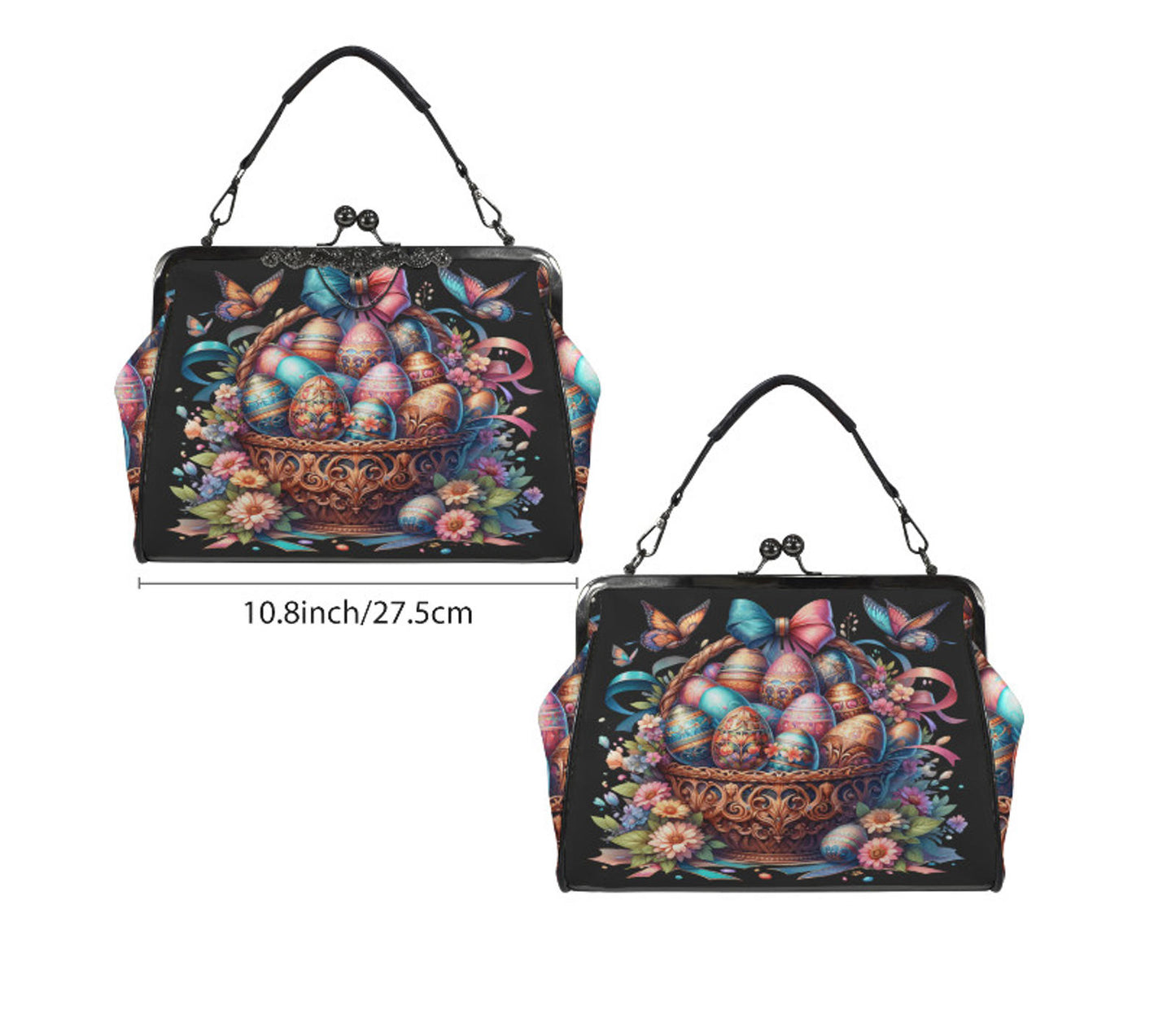 Happy Easter Basket Flowers Spring Eggs Art Shoulder Cross Body Bag Satchel Kisslock