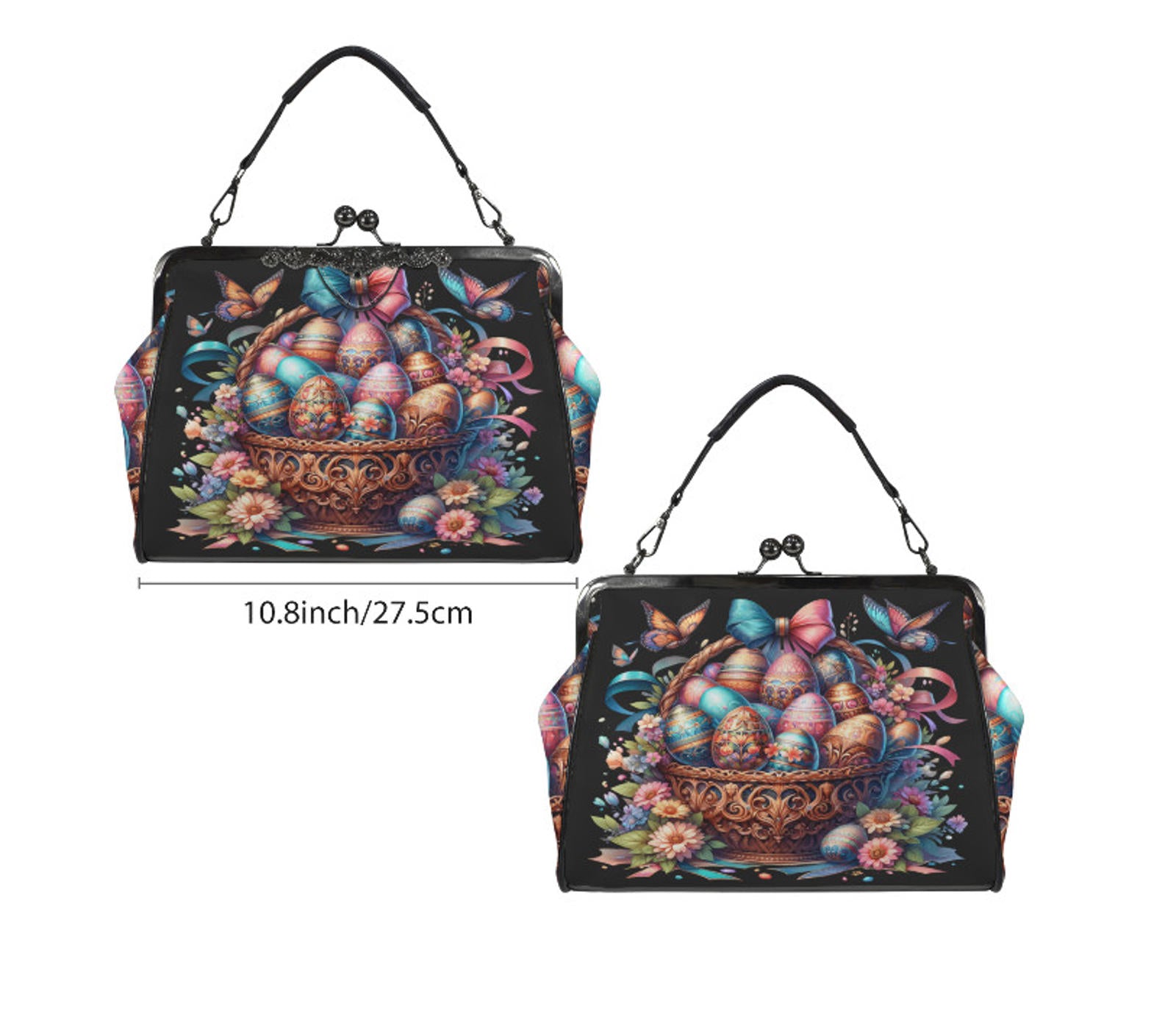 Happy Easter Basket Flowers Spring Eggs Art Shoulder Cross Body Bag Satchel Kisslock