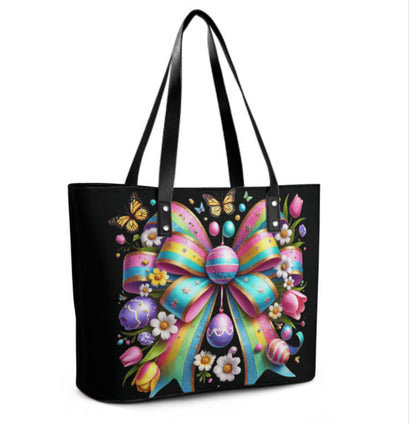Custom Tote Hand Shoulder Bag 12 X 15 Spring Easter Tulip Eggs Bow Glam Pastel Terrifictrend